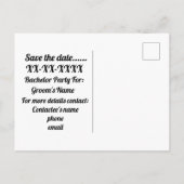 Carte Postale Faire-part Sauver la date enterrement de vie de célibataire (Dos)