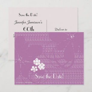 Carte Postale Faire-part Sauver la date Fête d'anniversaire 60 ans Pastel V