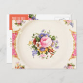 Carte Postale Faire-part Sauver la date Fête du thé dans le jardin de la ro (Devant / Derrière)