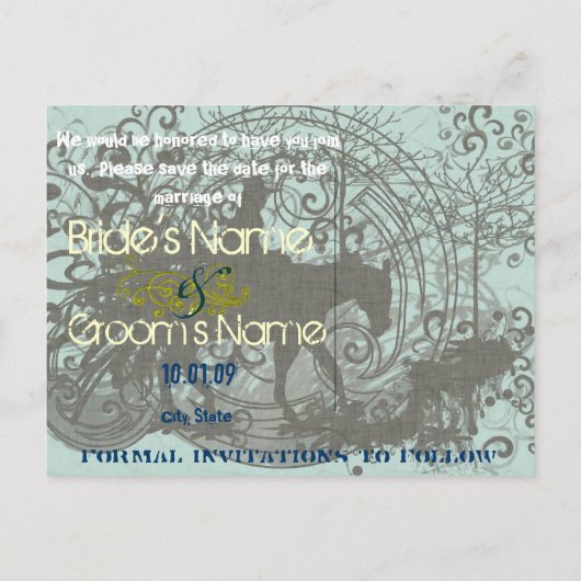 Carte Postale Faire-part Sauver la date - Grunge occidental - (Dos)