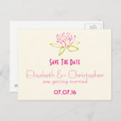 Carte Postale Faire-part Sauver la date Lotus Fleur / Nénuphar (Devant / Derrière)