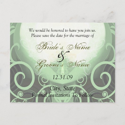 Carte Postale Faire-part Sauver la date - Lys de Cala vert (Dos)