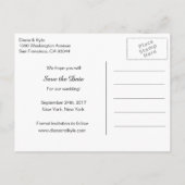 Carte Postale Faire-part SAUVER LA DATE Mariage Papillon Rose Noir Or (Dos)