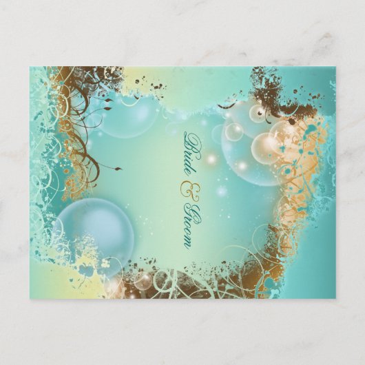 Carte Postale Faire-part "Sauver la date" mariage thème plage aqua (Dos)