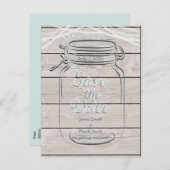 Carte Postale Faire-part Sauver la date Mason Jar & String Lights Mariage (Devant / Derrière)