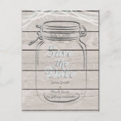 Carte Postale Faire-part Sauver la date Mason Jar & String Lights Mariage (Devant)