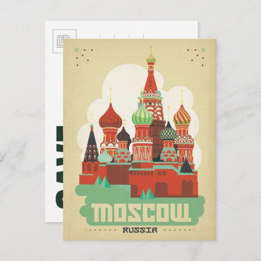 Carte Postale Faire-part Sauver la date | Moscou, Russie (Devant / Derrière)