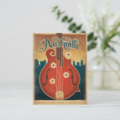 Carte Postale Faire-part Sauver la date | Nashville, TN - Mandoline Fleur (Debout devant)