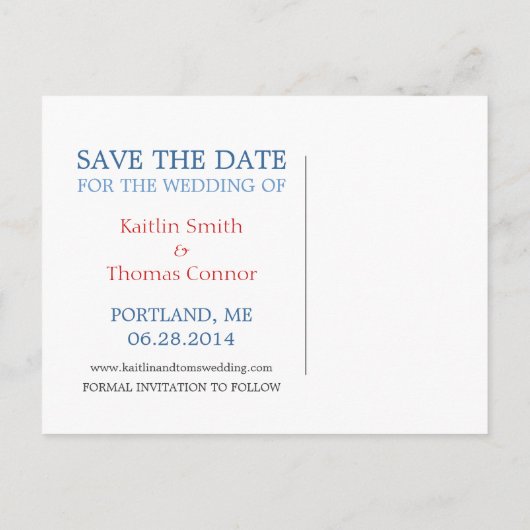 Carte Postale Faire-part Sauver la date - Personnalisable - Maine (Dos)