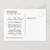 Carte Postale Faire-part Sauver la date - Photo avec des fleurs jaune doré (Dos)