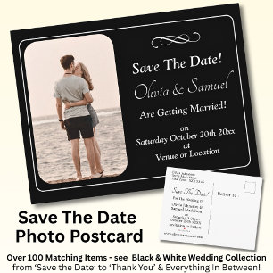 Carte Postale Faire-part Sauver la date, Photo - Noir & Blanc avec Infini