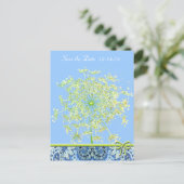Carte Postale Faire-part Sauver la date Queen Anne's Lace Lapis Bleu Vert (Debout devant)