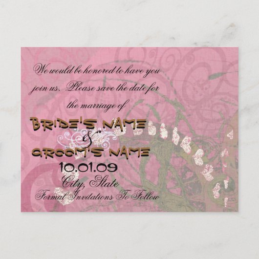 Carte Postale Faire-part Sauver la date Rasberry Cœurs - - (Dos)