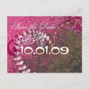 Carte Postale Faire-part Sauver la date Rasberry Cœurs - -