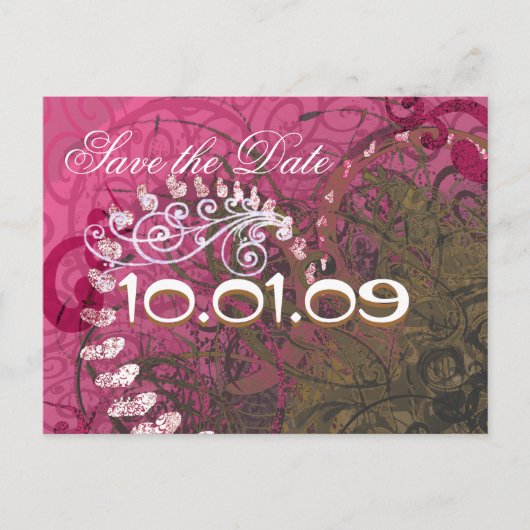 Carte Postale Faire-part Sauver la date Rasberry Cœurs - - (Devant)