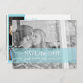 Carte Postale Faire-part sauver la date | rouge bleu (Devant / Derrière)