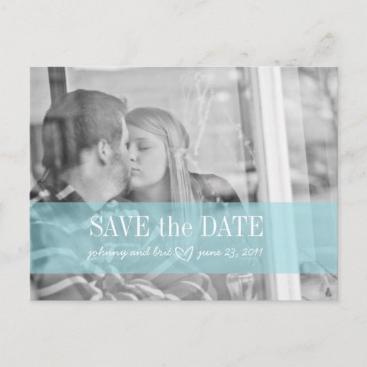 Carte Postale Faire-part sauver la date | rouge bleu (Devant)