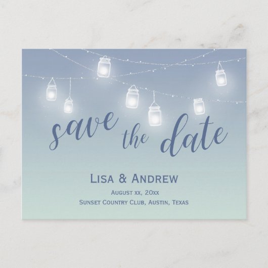 Carte Postale Faire-part Sauver la date Soft Blue Casual (Devant)