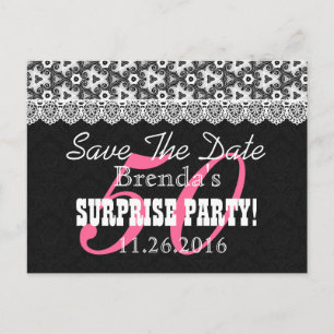 Carte Postale Faire-part Sauver la Date SURPRISE 50e Anniversaire V010B NOI
