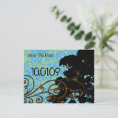 Carte Postale Faire-part Sauver la date- Tourbillons d'arbres (Debout devant)