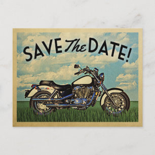 Carte Postale Faire-part Sauvetage de moto Date Vintage Mariage de motard