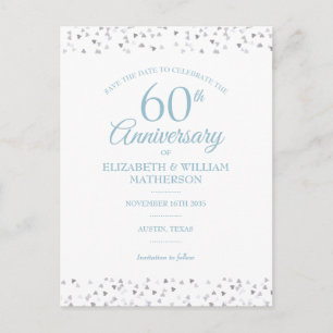 Carte Postale Faire-part Sauvez la Date 60e Anniversaire Love Hearts