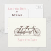Carte Postale Faire-part Sauvez la date Bicyclette construite pour deux (Devant / Derrière)