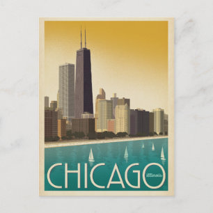 Carte Postale Faire-part Sauvez la date Chicago, IL - Skyline