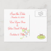 Carte Postale Faire-part Sauvez la date deux oiseaux bleus levrette (Dos)