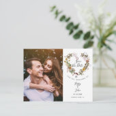 Carte Postale Faire-part Sauvez la date Floral Heart Garland Photo (Debout devant)