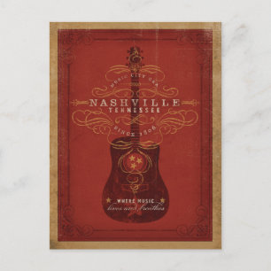 Carte Postale Faire-part Sauvez la date   Nashville, TN - Guitare Rouge