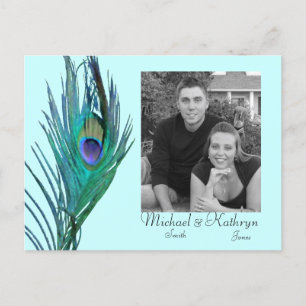 Carte Postale Faire-part Sauvez la date - Paon #2