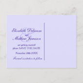 Carte Postale Faire-part Sauvez la date peinte en violet bleu hibiscus (Dos)