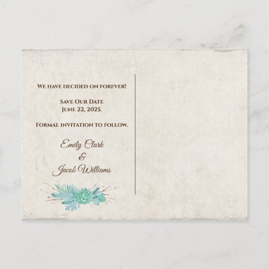 Carte Postale Faire-part Sauvez la date pour toujours pour le mariage (Dos)