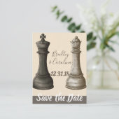 Carte Postale Faire-part Sauvez la date Roi Reine d'échecs (Debout devant)