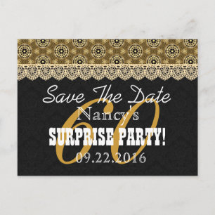 Carte Postale Faire-part Sauvez la date SURPRISE 60e Anniversaire V002C OR
