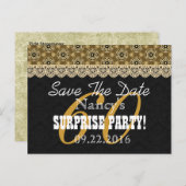Carte Postale Faire-part Sauvez la date SURPRISE 60e Anniversaire V002C OR (Devant / Derrière)