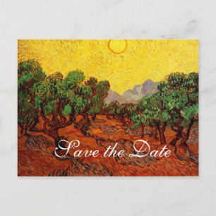 Carte Postale Faire-part Sauvez la date, Vincent van Gogh Olive Trees