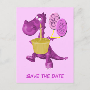 Carte Postale Faire-part Sauvez les ballons pourpres mignons de dragon de