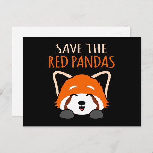 Carte Postale Faire-part Sauvez les pandas rouges mignons animal animal de (Devant / Derrière)