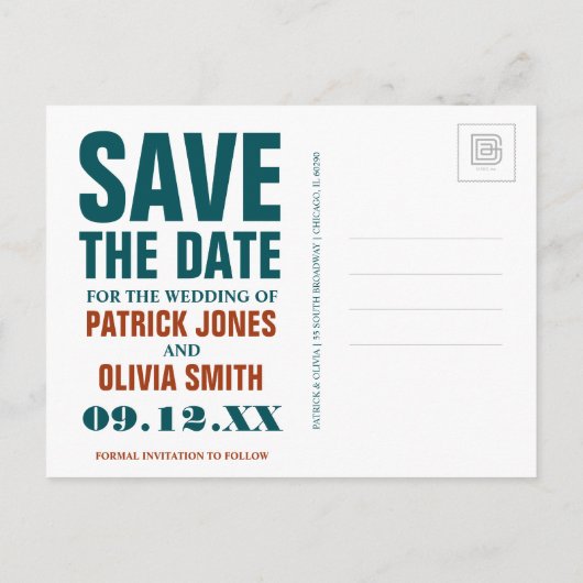 Carte Postale Faire-part Save the date | Atlanta, GA - EST. 1845 (Dos)