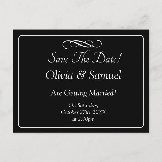 Carte Postale Faire-part Save The Date -Black & White with Infinity Scroll (Devant)