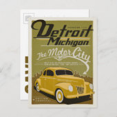 Carte Postale Faire-part Save the date | Detroit, MI (Devant / Derrière)