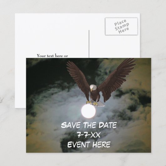 Carte Postale Faire-part Save The Date Eagle Full Moon  (Devant / Derrière)