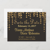 Carte Postale Faire-part Save the date | Gold Confetti (Devant / Derrière)
