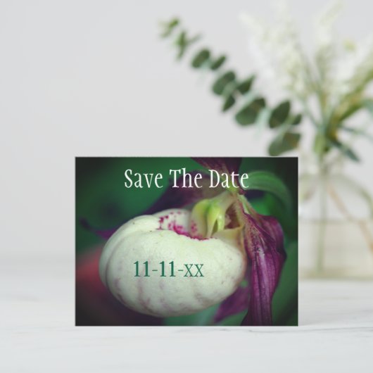Carte Postale Faire-part Save The Date Lady Slipper Flower Personalized (Debout devant)