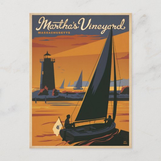Carte Postale Faire-part Save the date | Martha's Vineyard, MA - Voilier (Devant)