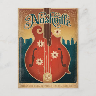 Carte Postale Faire-part Save the date   Nashville, TN - Mandoline fleur