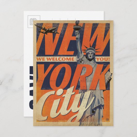 Carte Postale Faire-part Save the date | NYC - Nous Vous Accueillons ! (Devant / Derrière)