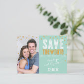 Carte Postale Faire-part SAVE THE DATE or parties scintillant confetti à la (Debout devant)